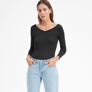 The Pima Micro Rib Open V-Neck